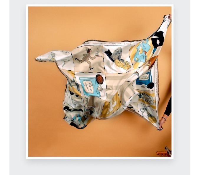 Cinabre Carré Soie 130 Suite Cinabre Crème