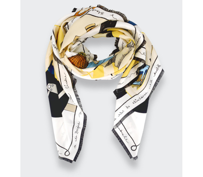 Cinabre Carré Soie 130 Suite Cinabre Crème