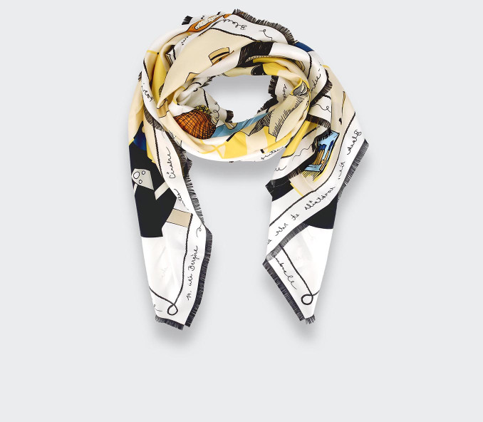 cinabre Carré Soie 130 Suite Cinabre Crème