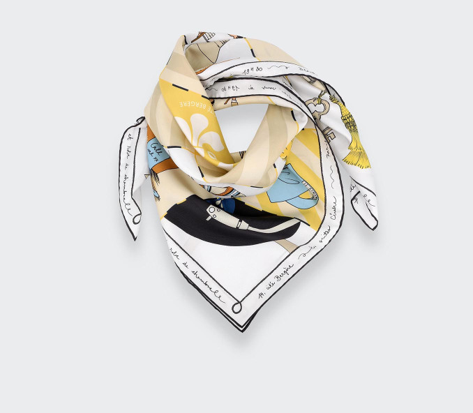 cinabre Carré Soie 90 Suite Cinabre Crème