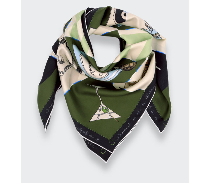 Cinabre Carré Soie 90 Suite Cinabre Kaki