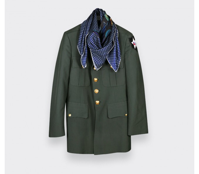 Cinabre Carré Soie Grand Pan Marine Gris