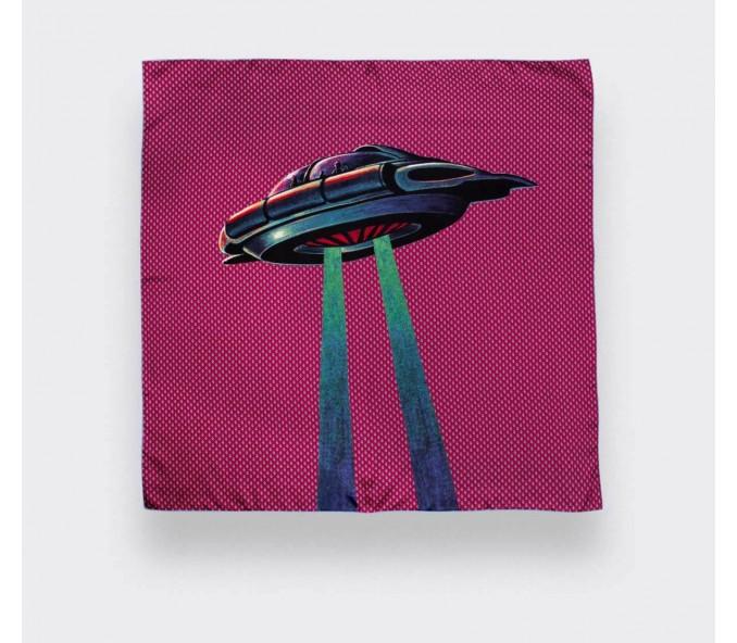 Cinabre Carré Soie Grand Pan Rose Vif