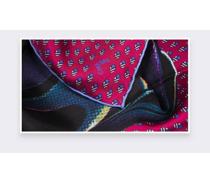 Cinabre Carré Soie Grand Pan Rose Vif