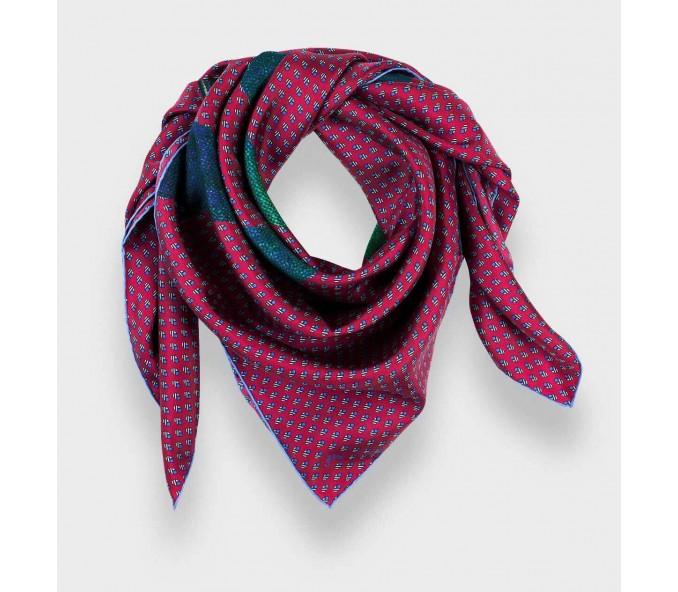 Cinabre Carré Soie Grand Pan Rose Vif