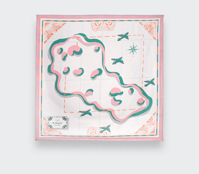 Cinabre Carré Soie Rose - Les Marquises Aller Simple