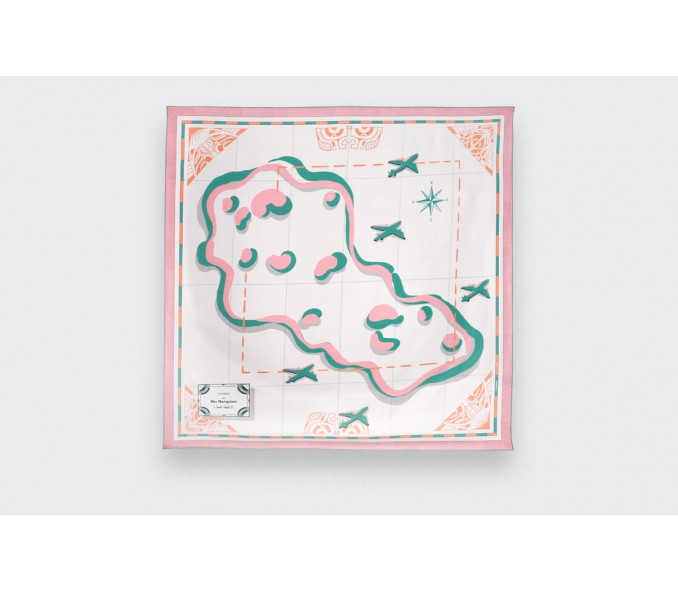 Cinabre Carré Soie Rose - Les Marquises Aller Simple