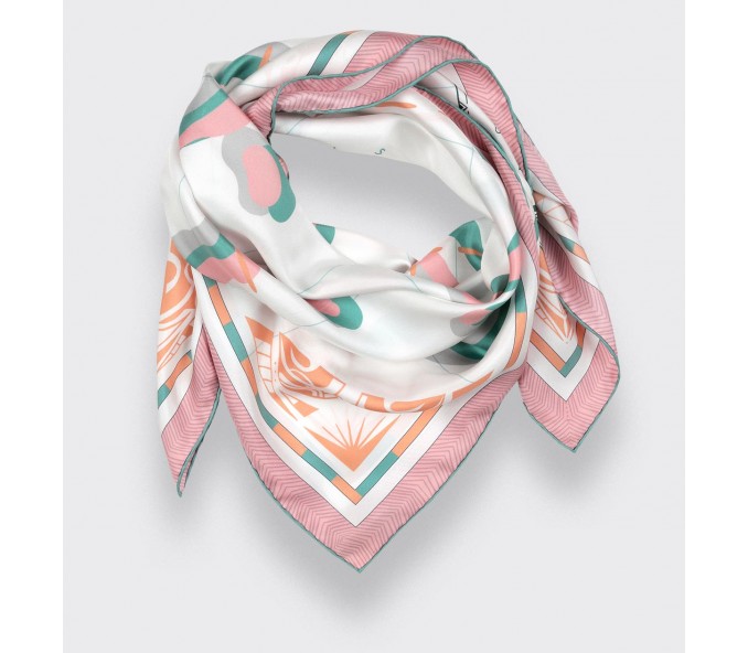 Cinabre Carré Soie Rose - Les Marquises Aller Simple