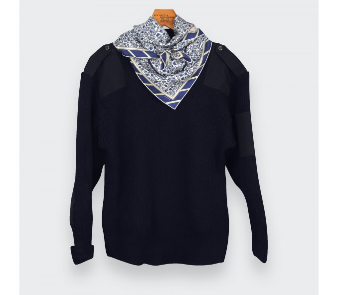 Cinabre Carré Soie Spationaute Blanc Bleu