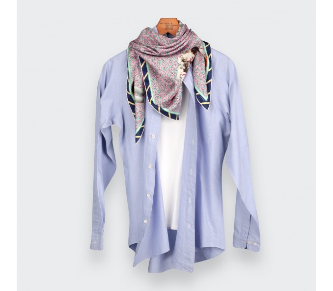 Cinabre Carré Soie Spationaute Rose