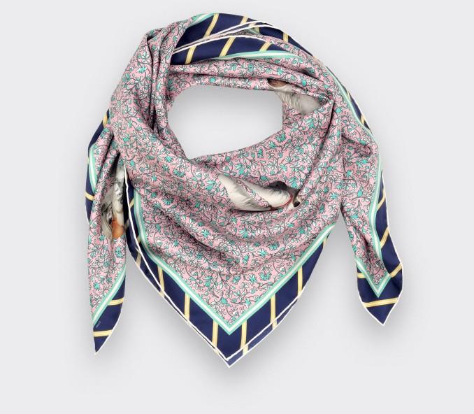 cinabre Carré soie Spationaute Rose