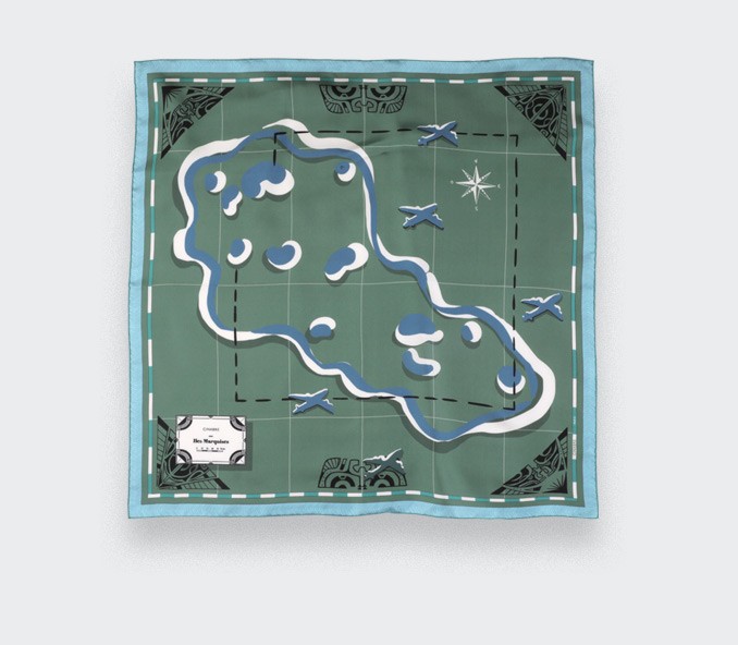 Cinabre Carré Soie Vert - Les Marquises Aller Simple