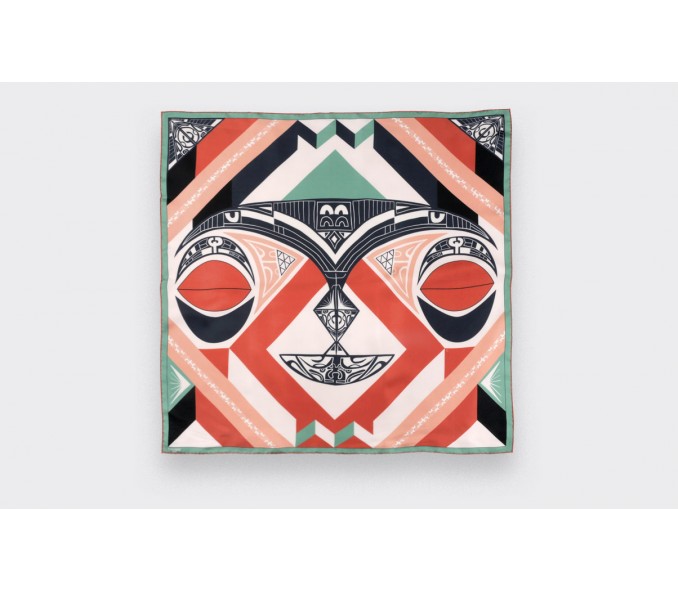 Cinabre Carré Soie Vert - Les Marquises Tikiti