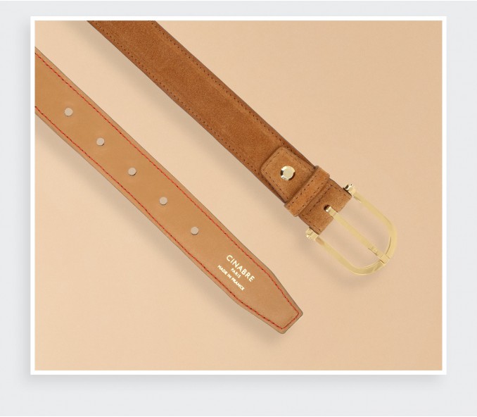 Cinabre Ceinture Cuir Daim Marron