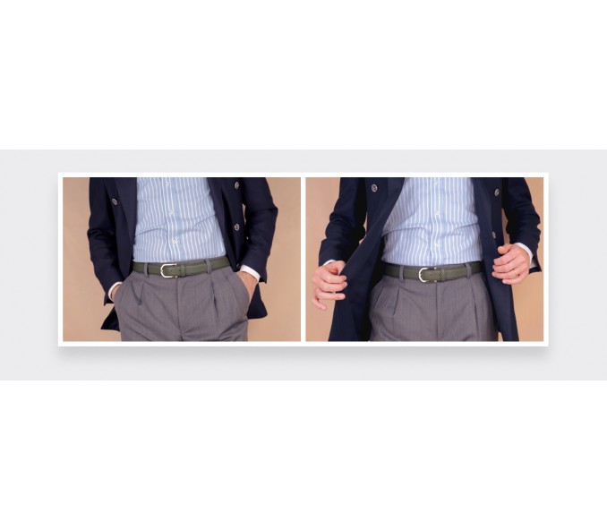 Cinabre Ceinture Cuir Kaki