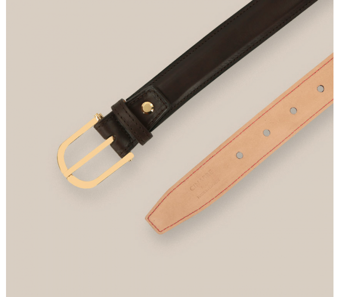 Cinabre Ceinture Cuir Marron Foncé