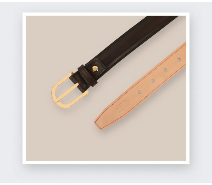 Cinabre Ceinture Cuir Marron Foncé