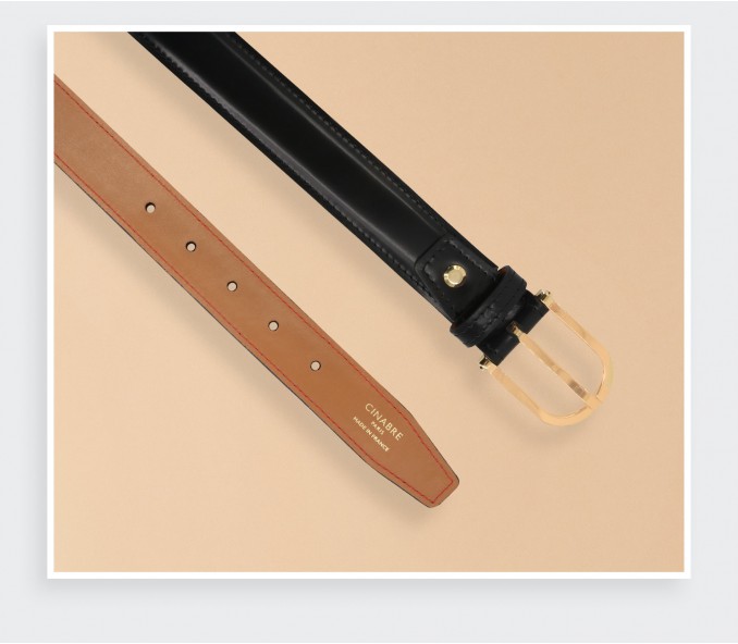 Cinabre Ceinture Cuir Noir