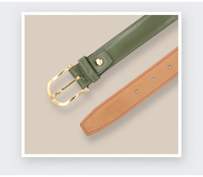 Cinabre Ceinture Cuir Vert Amande