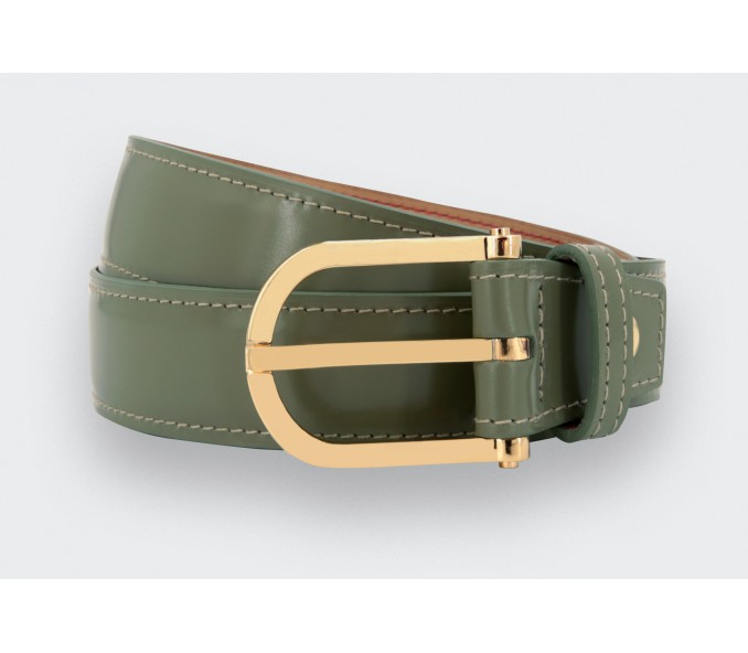 Cinabre Ceinture Cuir Vert Amande