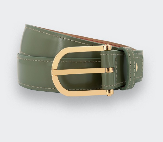 cinabre Ceinture Cuir Vert Amande