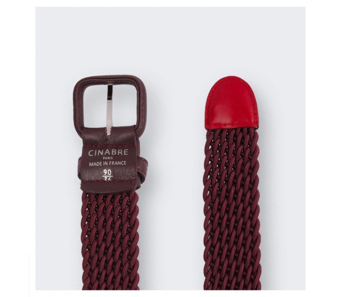 Cinabre Ceinture Tressée Bordeaux