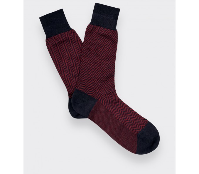 Cinabre Chaussettes Chevron Bordeaux Bleu Marine