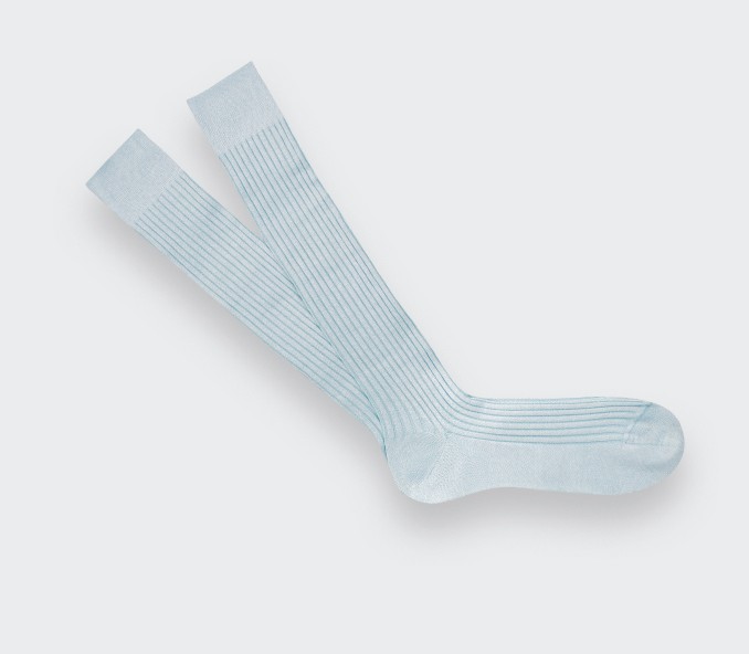 Cinabre Chaussettes Mi-bas Homme Unies Bleu Ciel