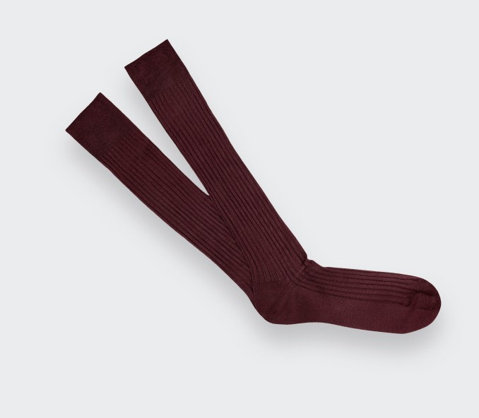 Cinabre Chaussettes Mi-bas Homme Unies Bordeaux