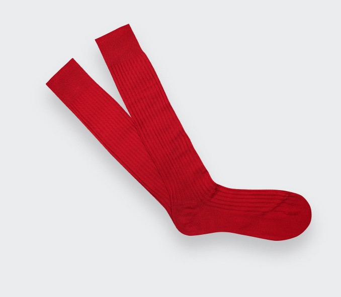 cinabre Chaussettes mi-bas homme unies Rouge