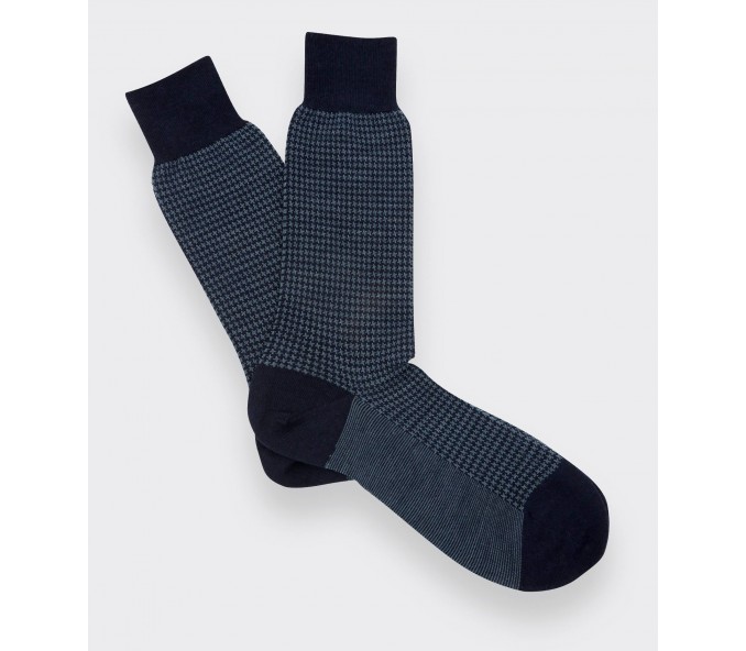 Cinabre Chaussettes Pied De Poule Bleu