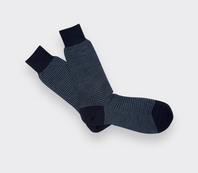 cinabre Chaussettes Pied de Poule Bleu