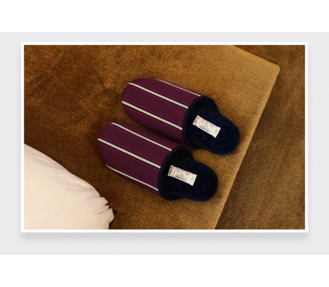 Cinabre Chaussons Rayures Bordeaux