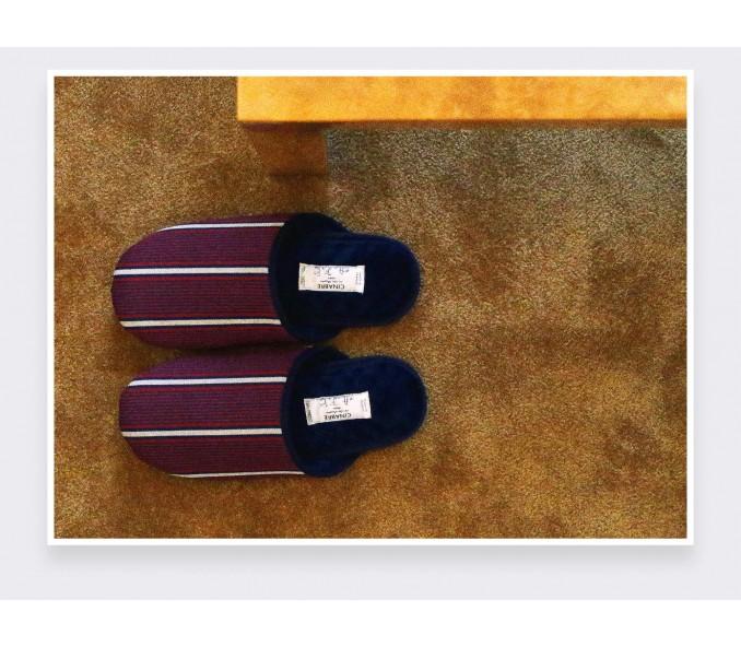 Cinabre Chaussons Rayures Bordeaux