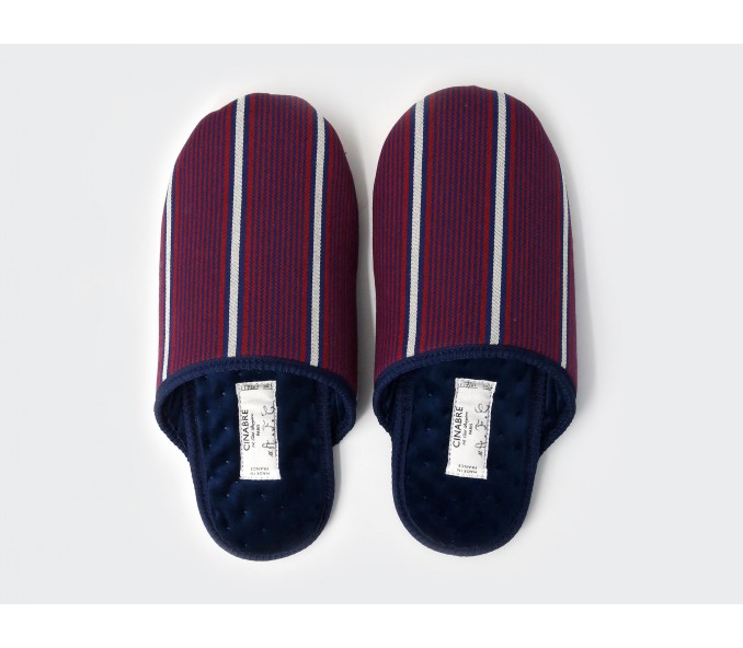 Cinabre Chaussons Rayures Bordeaux