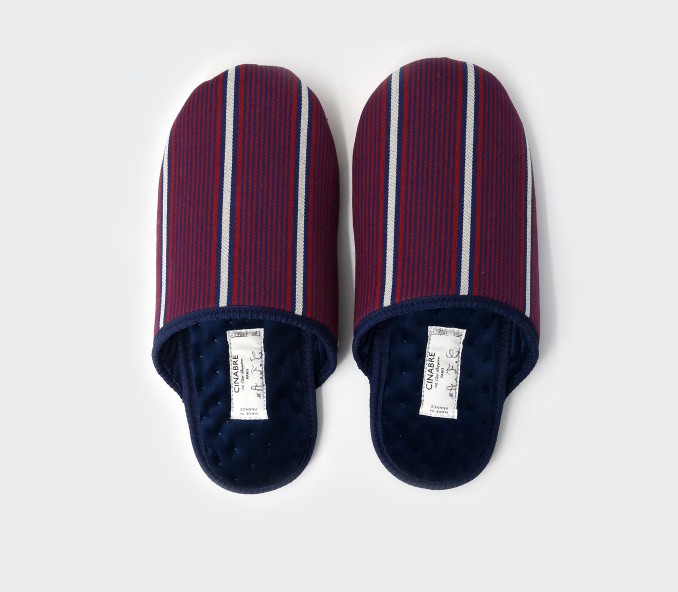 cinabre Chaussons Rayures Bordeaux