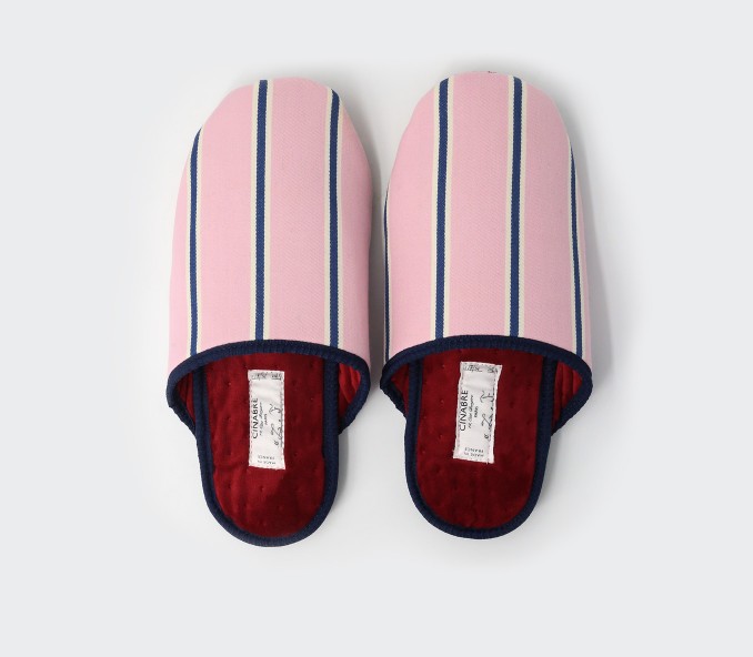 cinabre Chaussons Rayures Rose