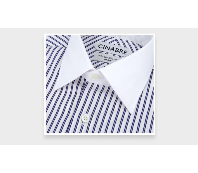 Cinabre Chemise Col Contrasté Bleu Blanc N°1