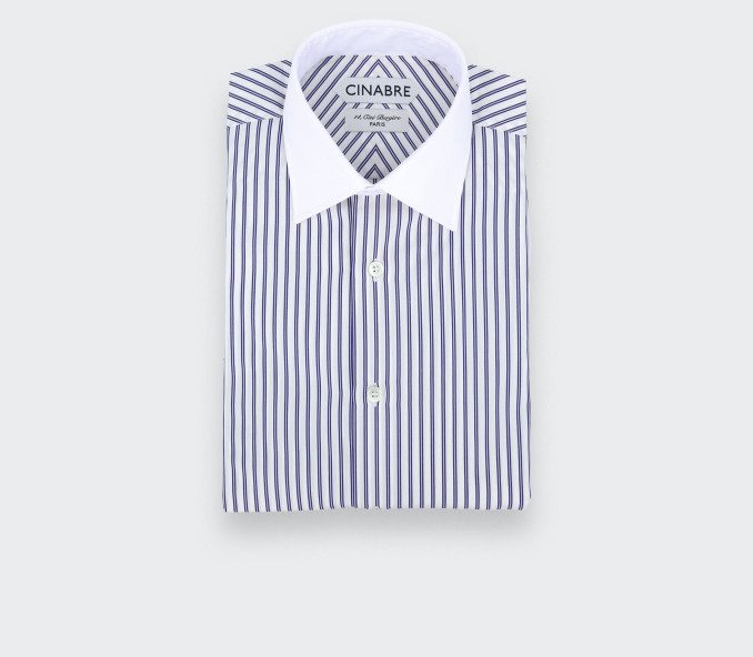 cinabre Chemise Col Contrasté Bleu Blanc N°1