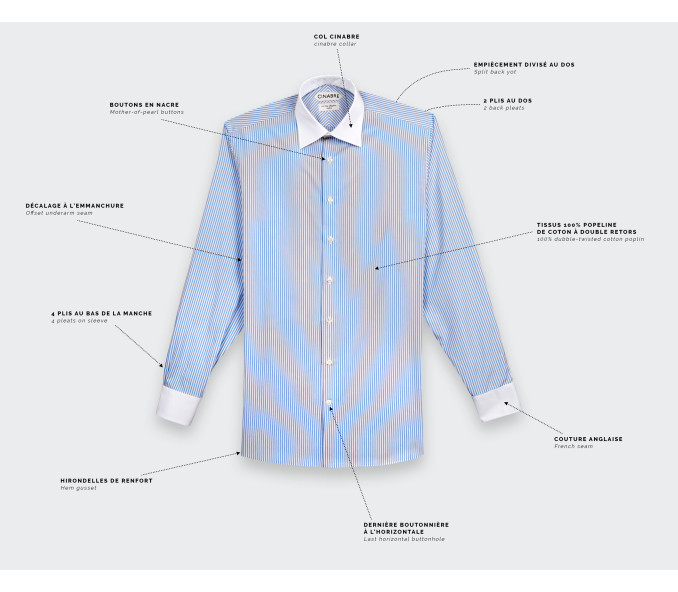 Cinabre Chemise Col Contrasté Bleu Blanc N°2