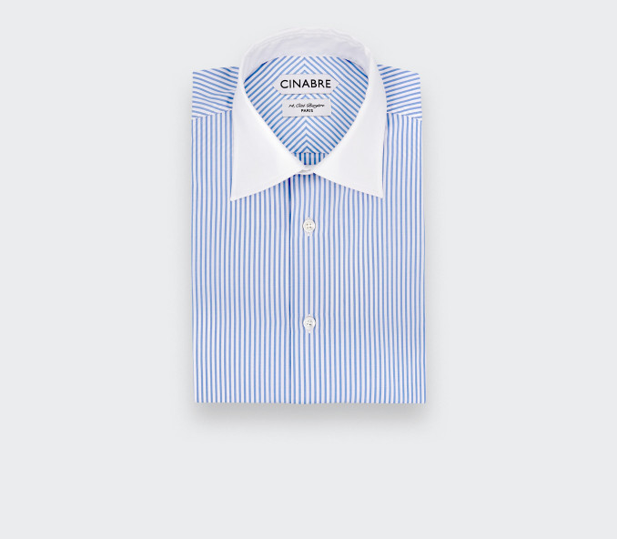 cinabre Chemise Col Contrasté Bleu Blanc N°2