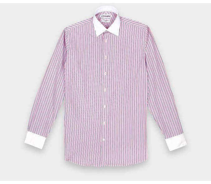 Cinabre Chemise Col Contrasté Bleu Rose N°1