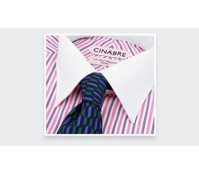 Cinabre Chemise Col Contrasté Bleu Rose N°1