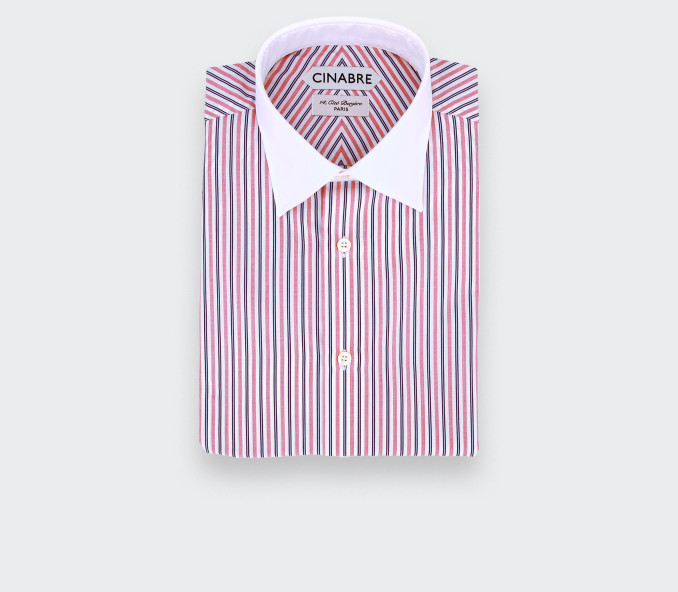 cinabre Chemise Col Contrasté Bleu Rose N°1