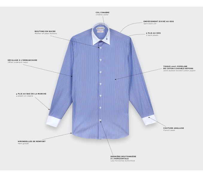 Cinabre Chemise Col Contrasté Bleue N°1