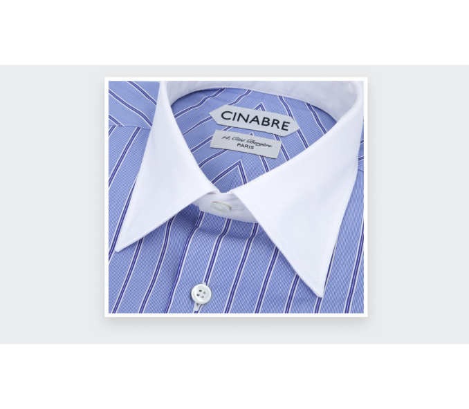 Cinabre Chemise Col Contrasté Bleue N°1