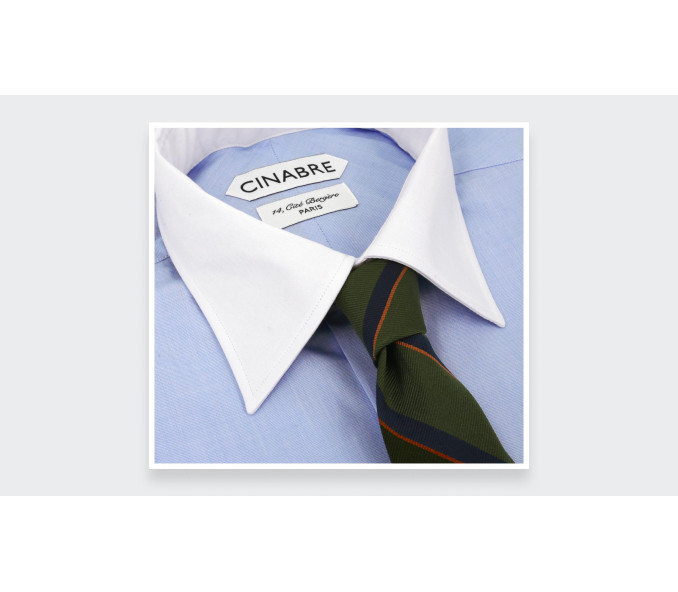 Cinabre Chemise Col Contrasté Bleue N°2