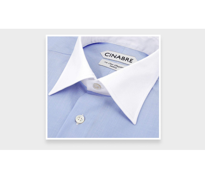 Cinabre Chemise Col Contrasté Bleue N°2