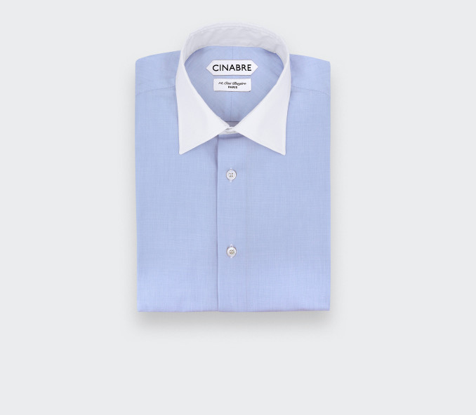 cinabre Chemise Col Contrasté Bleue N°2