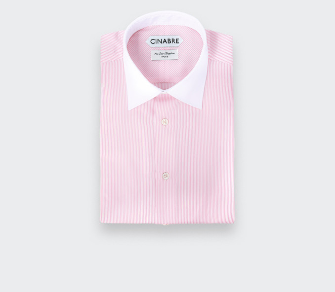 cinabre Chemise Col Contrasté Rose N°1